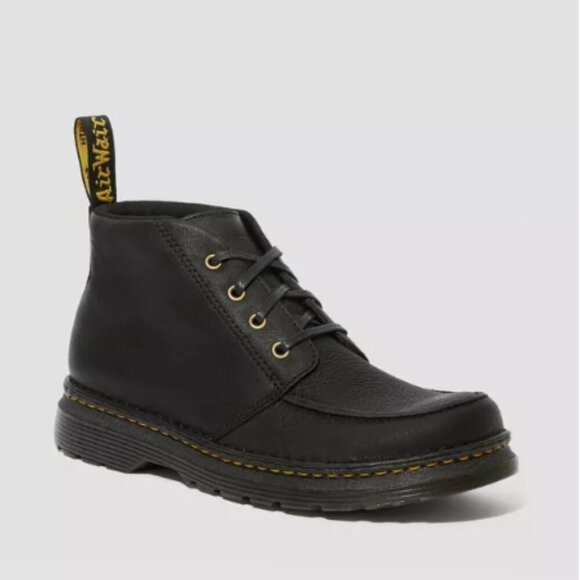 Doc Martens Austin Moc Toe Boots AW004 Black Leather Lace 90s Gorpcore EUC M8 W9 - Picture 1 of 16